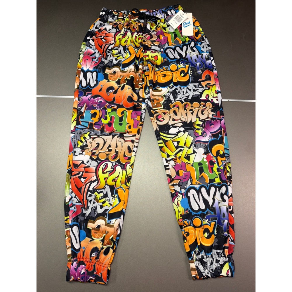 Fresh Prince of Bel‎ Air Jogger Pants Mens M Black Graphic Print Drawstring NWT